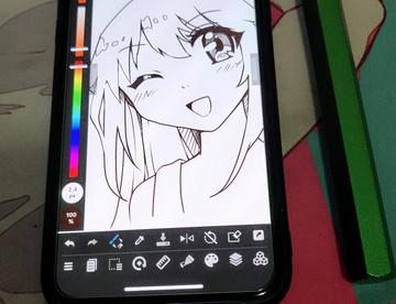 沉迷用手机画画！